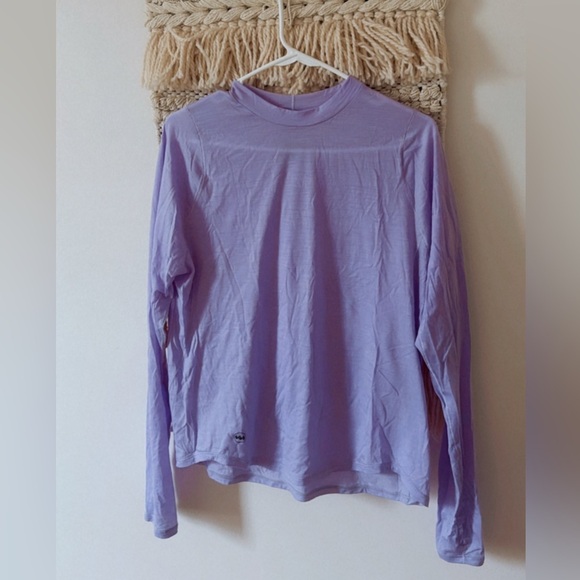 Janji Repeat Merino Wool Womens Long Sleeve Athletic Top Lavender Size Large - Picture 1 of 5